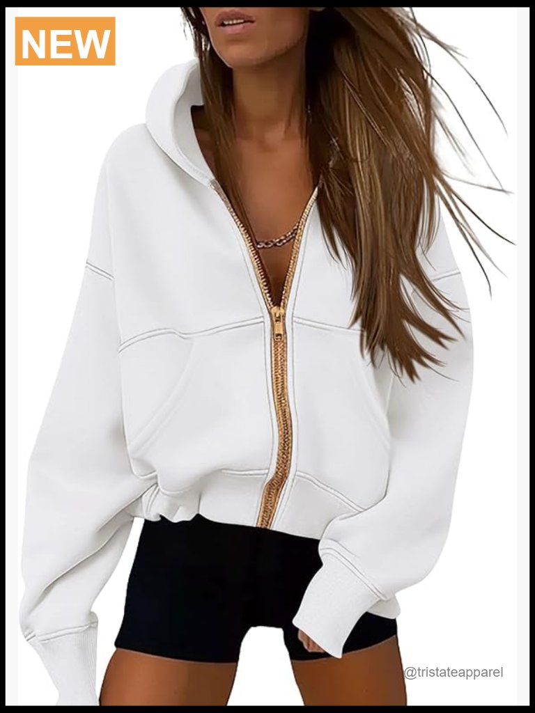 Zip Up Hoodie Sweatshirt Long Sleeve Fall Winter Jacket Women Loose Fit Casual